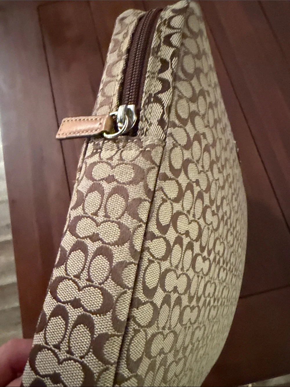 Coach Beige and Brown Signature Canvas Laptop Sleeve new